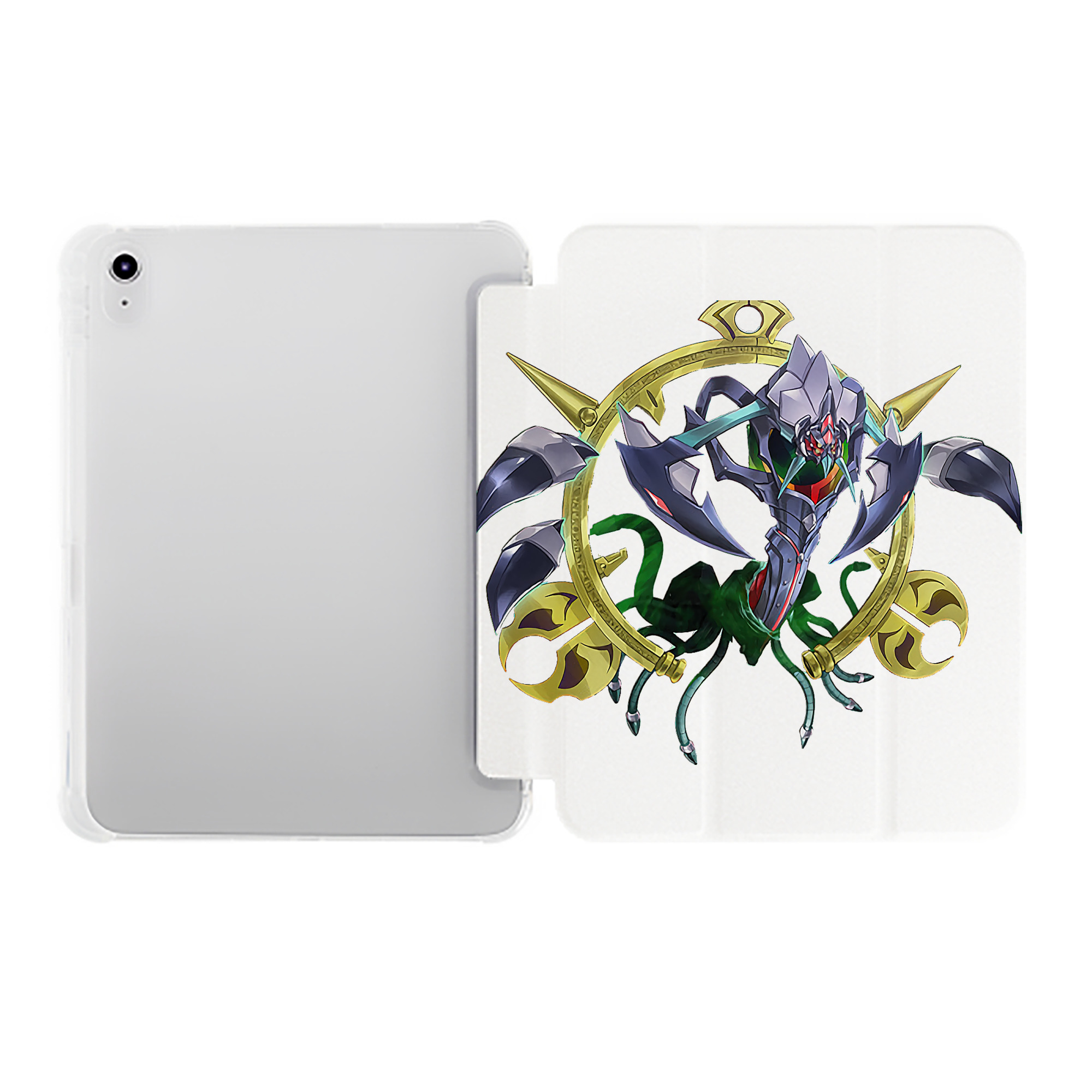 （画像用） 遊☆戯☆王 Yu-Gi-Oh! IPad ケース ペン収納付き 三つ折りスタンド PUレザー×シリコン 対応機種9.5/10.5/10.9インチ
